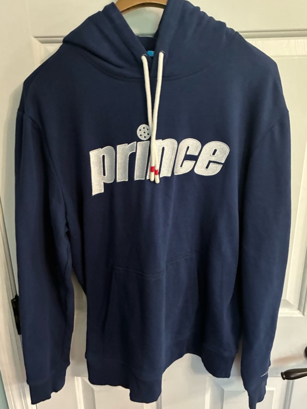 Prince Navy Hoodie with White Logo and Drawstrings